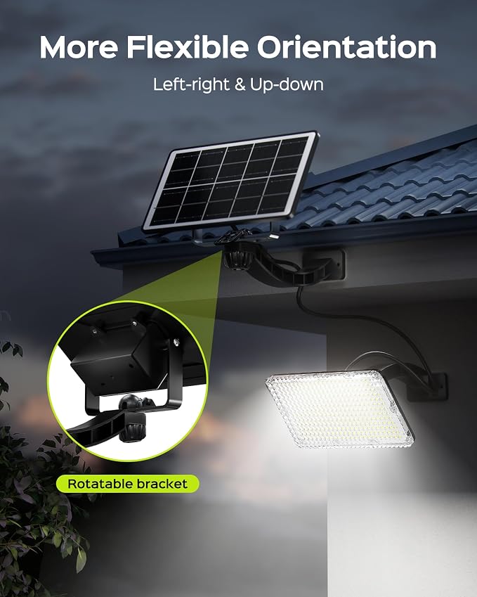 JACKYLED Solar Lights Outdoor 299 LED 1000 Lumens Bright Solar Wall Spotlight, IP65 Waterproof Dusk to Dawn Auto Lighting for Front Door Balcony Shop Barn Garage (Black, 2-Pack)