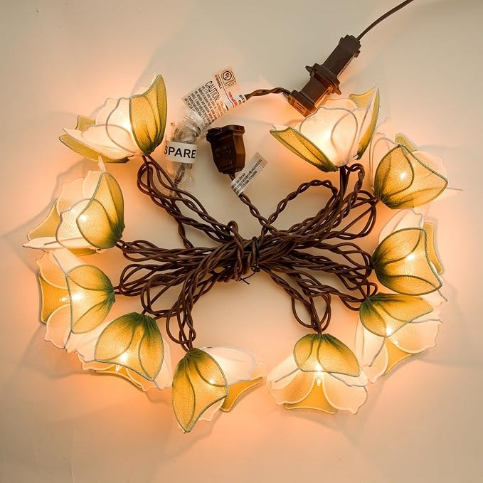 Decorative String Lights Plug in with 10 Bulbs, Flower Garland Fairy Lights Connectable Weatherproof Outdoor Indoor for Wedding Pergola Bedroom Porch Floral Home Decor (Green White)