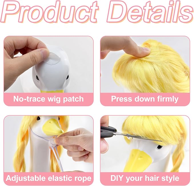 Porch Goose Wigs Accessories 2 Pack with Sunflower Hair Clips Fall Porch Goose Braid Wigs Autumn Pastoral Style Outdoor Decor for Lawn Goose Statues
