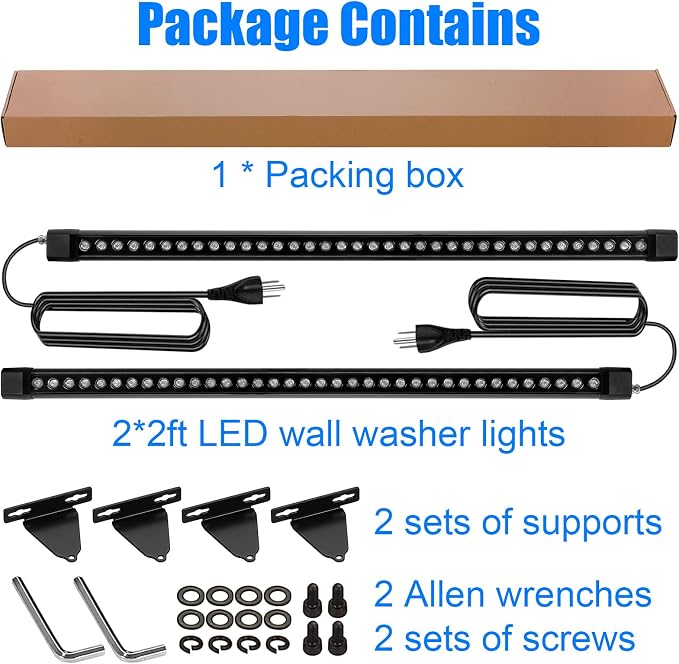 HNRLOY Wall Washer Light,72W 4FT 5000K Daylight White Outdoor Led Wall Washer Light Bars,IP67 Waterproof 120V Plug in LED Light Bar for Garden,Backyard,Building,Courtyard Landscape Lighting(2 Pack)