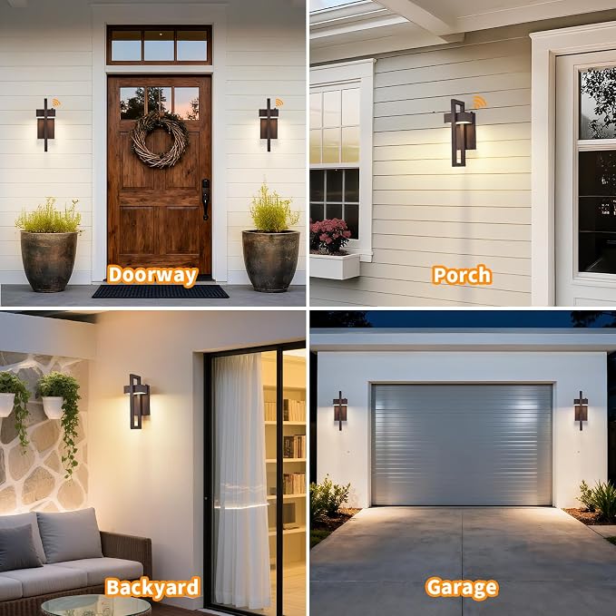LED Outdoor Wall Sconce Dusk to Dawn Outdoor Lighting, Modern Exterior Lighting Fixtures, Brown LED Front Porch Lights Outside Wall Mount Lights for House, Hallway, Warm White 3000K, 2 Pack