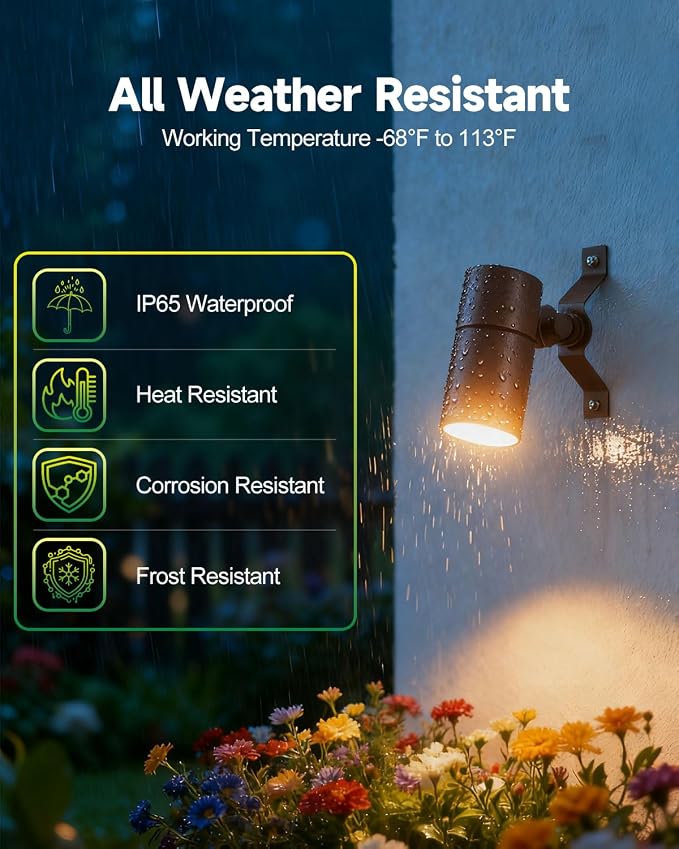 12V Low Voltage Landscape Light for Down Light Tree Lights, Remote Control RGBW MR16 LED Bulb, RGB+CCT Tunable 2700K-6500K, IP65 Waterproof Spotlight for Outdoor Garden Yard Fence (Black)