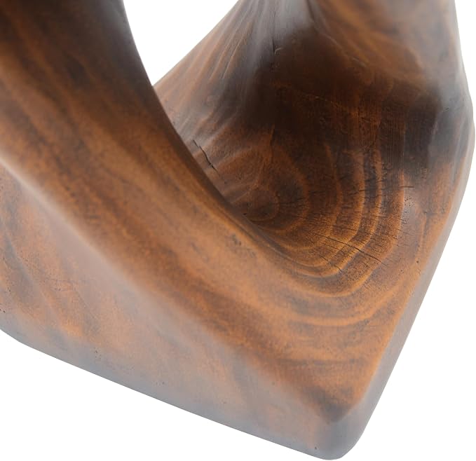 Lightweight Concrete Outdoor Side Table,Twist Shape Outdoor End Table, Wood-Like Texture Modern Small Accent Table for Patio Garden Balcony Porch Antique Brown 16" H