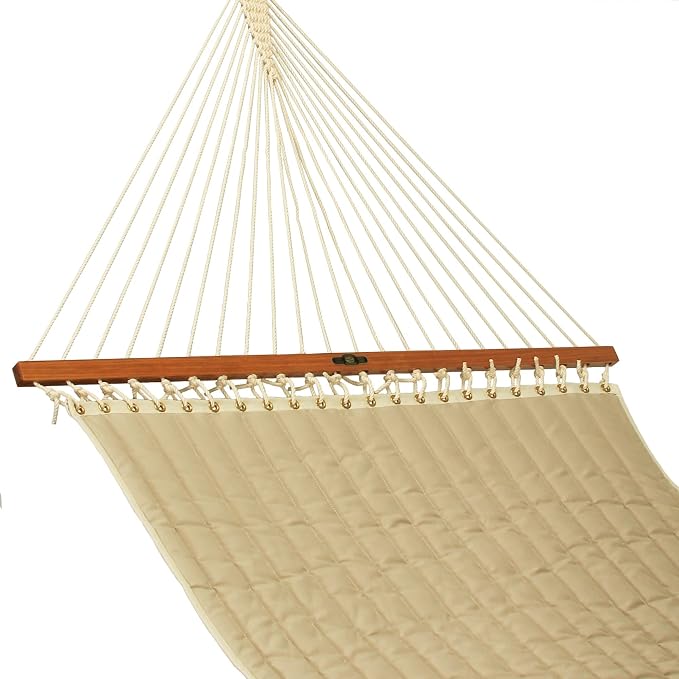 Original Pawleys Island Large Spectrum Sand Sunbrella Quilted Hammock – 13 ft. x 55 in., 2-Person, 450 lb Capacity, Oak Spreader Bar, Handcrafted in the USA