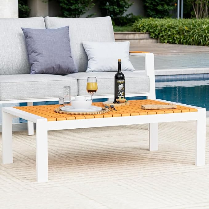 Aluminum Outdoor Patio Coffee Table for Deck and Poolside