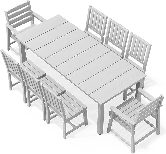 AreShark Patio Dining Chair Set of 2,All Weather HDPE Outdoor Dining Armless Chairs with Wide Seat and Backrest,Weatherproof Patio Chairs for Garden,Backyard,Deck,White