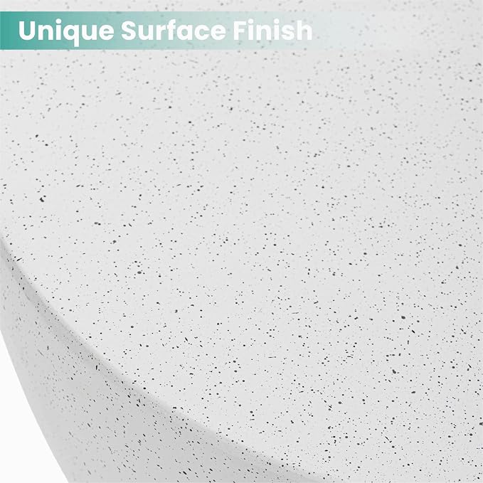 SUNBURY Outdoor Side Table Concrete, 19" H Outdoor End Tables Geometric Hourglass Shaped, Lightweight Round Accent Table, Decorative Modern Garden Stool for Patio, Backyard, Spotted White