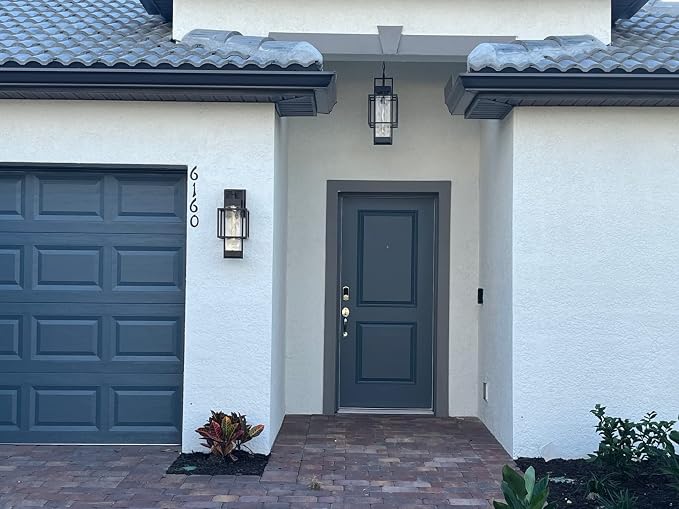 Modern Outdoor Light Fixtures Dusk to Dawn Outdoor Lighting 2 Pack, 15" Exterior Wall Sconce Waterproof Porch Light, Outside Light for House with Water Glass for Garage Doorway
