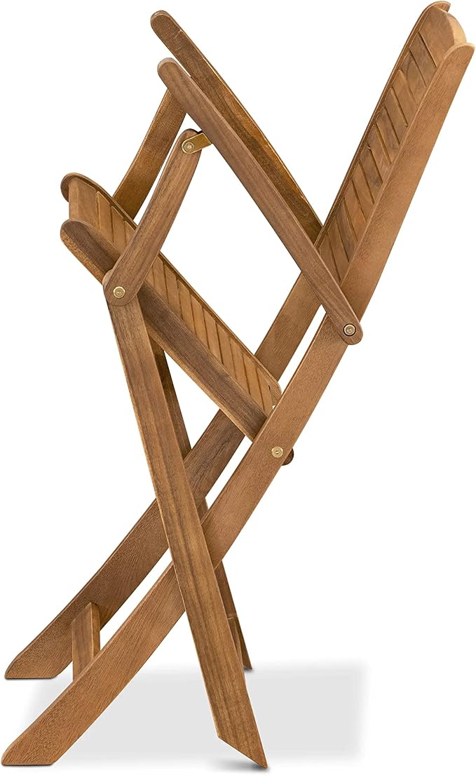 East West Furniture DEHD5CANA 5 Piece Patio Garden Table Set Includes a Rectangle Outdoor Acacia Wood Dining Table and 4 Folding Arm Chairs, 40x72 Inch, Natural Oil