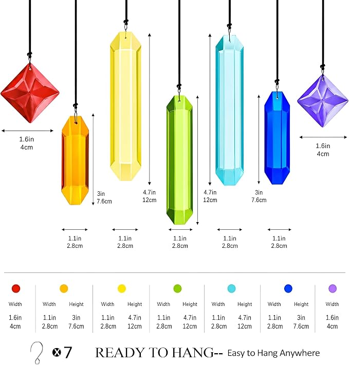 7Pack Prisms Crystal Suncatchers for Windows Hanging Rainbow Maker | Sun Catcher Indoor Windows Outdoor Home Garden Christmas Tree Ornaments Gift For Mom Women
