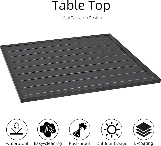 Anmutig 27.5" Square Small Patio Table with Weather-Resistant for Outdoor Dining - Black