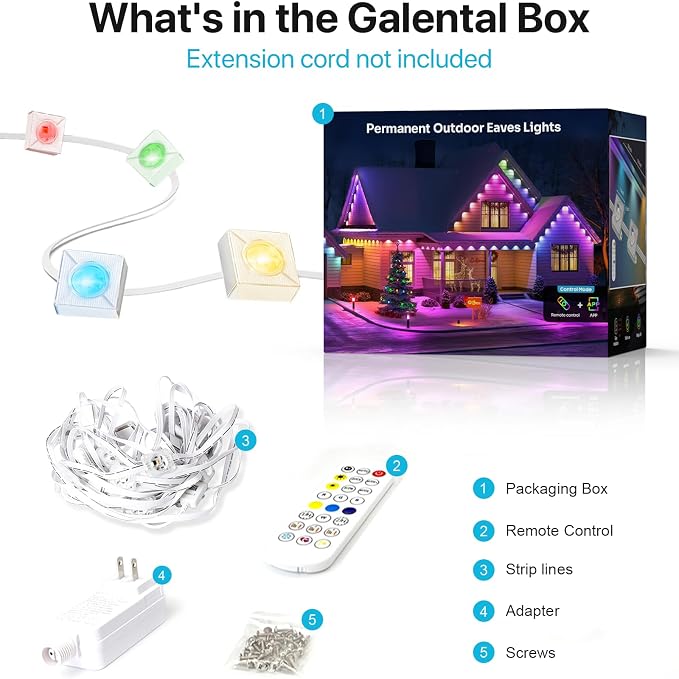 Permanent Outdoor Lights, 100FT RGB+IC Eave Lights, Music Mode | Permanent Outdoor Lights with App & Remote Control, 72+ Preset Scenes, Timer, and IP65 Protection for Homes, Yard