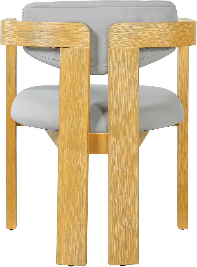 Merax Outdoor Acacia Wood Dining Chairs Set of 2, Modern Solid Wood Patio Chairs with Grey Cushions & Backrest, Outdoor Armchairs Seating Furntiure for Patio Garden Balcony Backyard