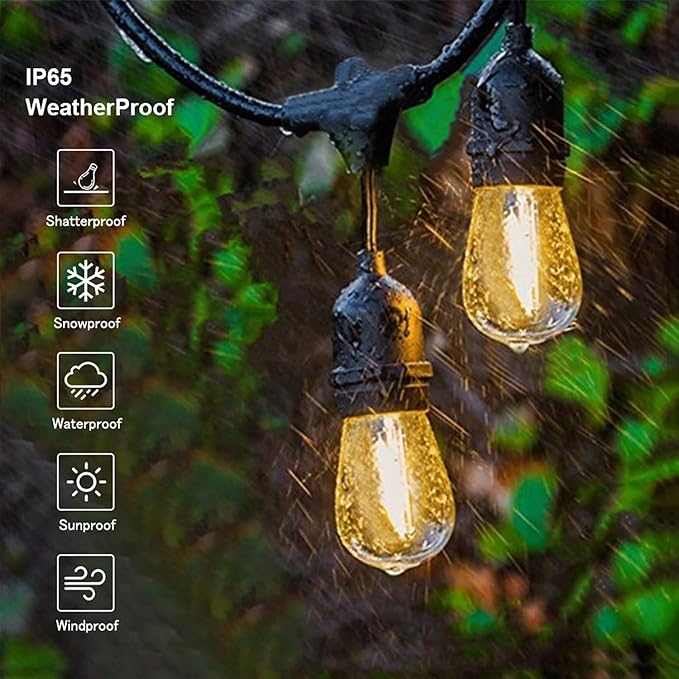 Svater Outdoor String Lights Led, 105FT Commercial Grade Patio Lights with 1W Dimmable S14 Shatterproof Bulbs, Warm White and Weatherproof Strand - UL Listed Heavy-Duty Café Lights, Market Lights