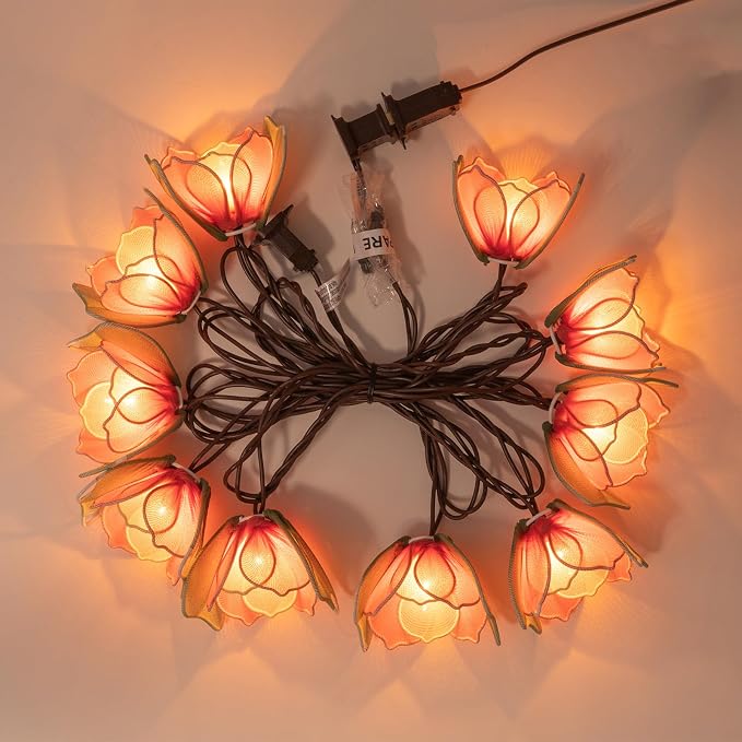 Decorative String Lights Plug in with 10 Bulbs, Flower Garland Fairy Lights Connectable Weatherproof Outdoor Indoor for Wedding Garden Pergola Bedroom Porch Floral Home Decor (Multicolor)