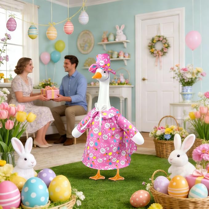 Easter Porch Goose Outfits,Cute Bunny Costume for 23" In Porch Goose | Porch Goose Outfit,Easter Rabbit Goose Clothes for Garden Porch Yard Lawn Patio Decor