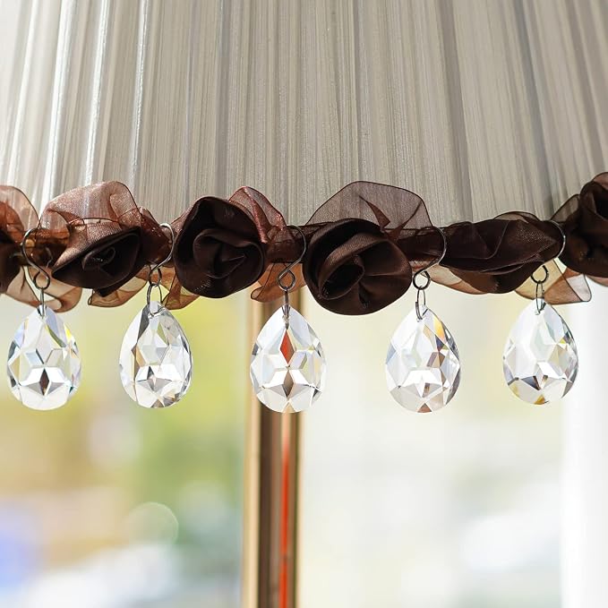10 Pcs 38mm Clear Crystal Teardrop Chandelier Hanging Suncatcher Parts | Clear Crystal Teardrop Prisms Pendants with Hooks Suncatcher for Lamp Window Christmas Tree Wedding Decor