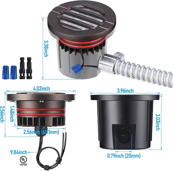 LEONLITE 6-Pack Dia. 4 Inch 5CCT Well Light Grated Top Oil Rubbed Bronze | 12-24V AC/DC, CRI90, 1800K/2700K/3500K/4000K/5000K, Landscape LED In Ground Outdoor, Low Voltage Garden Landscaping, Aluminum