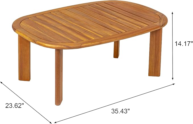 Christopher Knight Home Willy Acacia Wood Patio Furniture Set with Water-Repellent Cushion, 4 Piece Outdoor Acacia Wood Conversation Set, Outdoor Sectional Sofa Set with Coffee Table, Beige+Teak