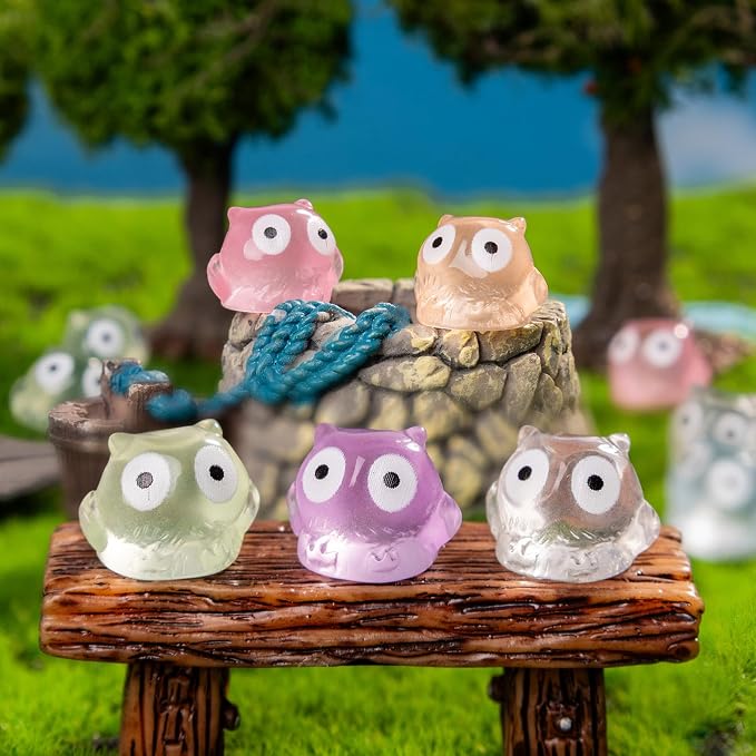 72 Pcs Mini Resin Owl Figurine Bulk Mini Owl Figurine Cake Decorations Cute Miniature Resin Sculpture Ornament Micro Landscape Office Garden Desk Party Tabletop Decor