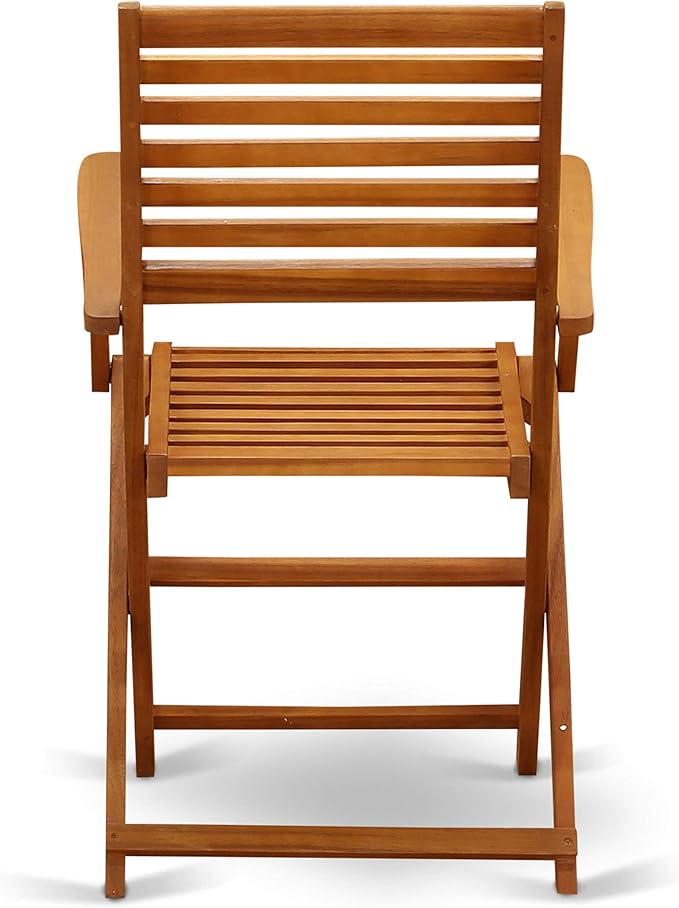 East West Furniture DEBS5CANA 5 Piece Patio Dining Set Includes a Rectangle Outdoor Acacia Wood Table and 4 Folding Arm Chairs, 40x72 Inch, Natural Oil