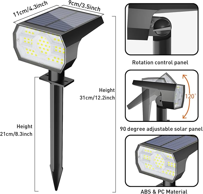 NYMPHY Solar Lights Outdoor Waterproof IP68, 56 LED 3 Lighting Modes Solar Powered Garden Yard Spot Solar Lights for Outside Landscape- 6 Pack (Cool White) | 56 LED 3 Lighting Modes IP68 Waterproof Solar Powered Garden Yard Spot Solar Lights for Outsid...