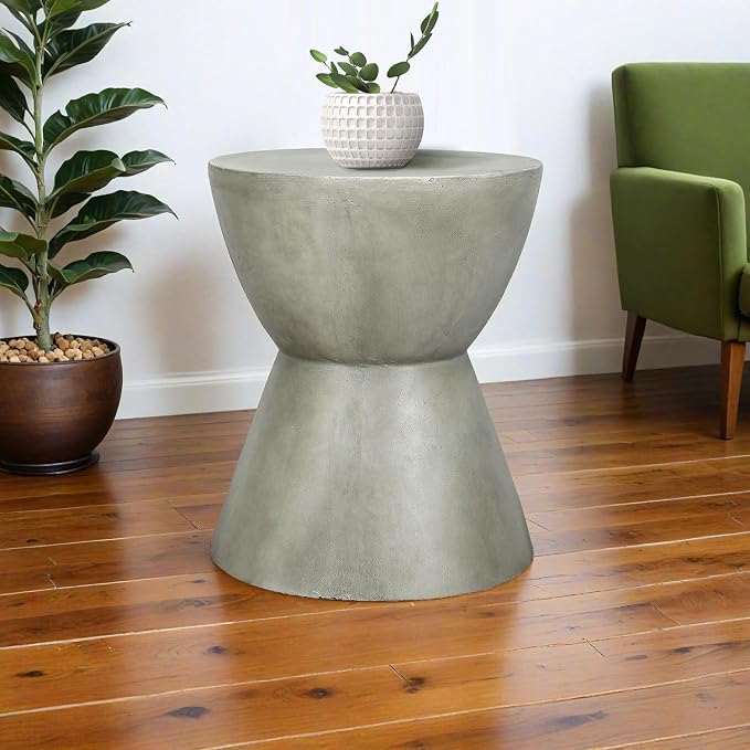 18.3" H Simplicity End Table for Garden - Modern Side Table Adding a Perfect Match for Indoor & Outdoor - Decor Concrete Table for Living Room or Bedroom