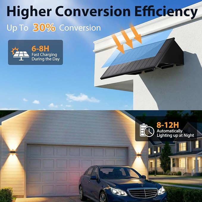12PACK Solar Sconce Lights Outdoor,3000/4000/6000K 3 Modes Up and Down Solar Wall Lights Dusk to Dawn Lighting IP65 Waterproof Solars Lights Outdoor for Exterior Front Porch Garage Fence Patio Yard