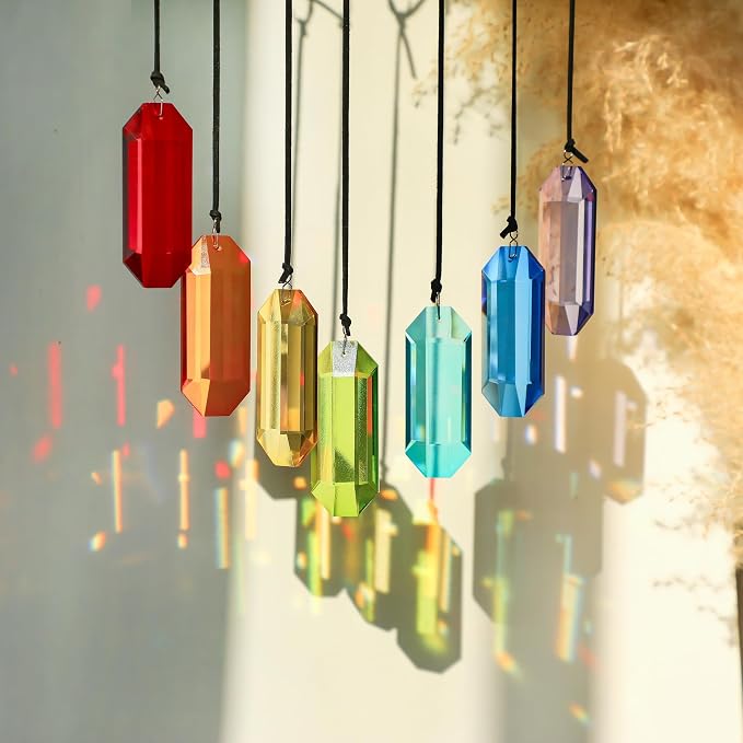 7pcs Crystal Suncatcher Prisms 3'' Sun Catchers Indoor Window | Rainbow Prism Crystals Hanging Suncatchers for Window Home Garden Decor,Glass Ornaments For Mother's Day Tree Decoration Gift