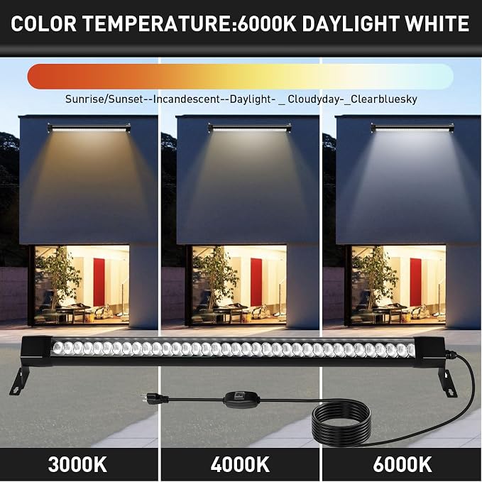 LED Wall Washer Lights Bar 2 Pack,54W 6000K Outdoor Wall Wash Lighting,40 Inch IP67 Waterproof 120V Outdoor LED Light Bar with Switch On/Off for Garden,Backyard,Building,Courtyard Landscape Lighting