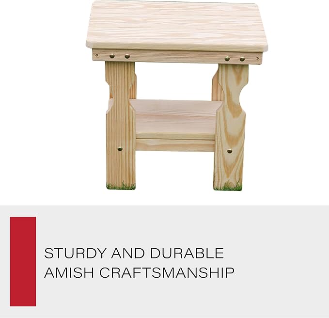 Amish Casual Heavy Duty Outdoor Unfinished End Table - Quality Crafted in The USA from Treated Pine by Amish Artisans