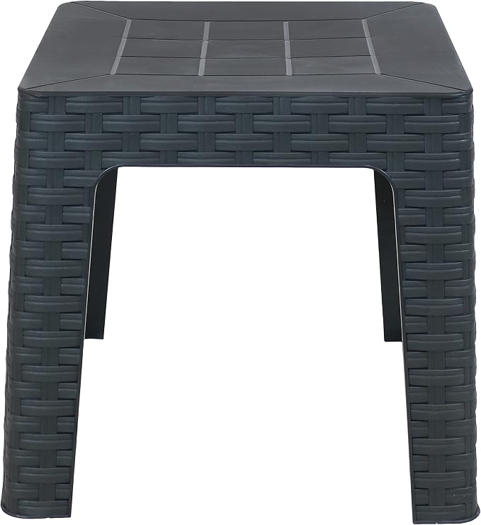 Sunnydaze Adirondack Small Outdoor Side Table for Balcony Essentials - Plastic Square End Table for Outside Patio - Gray - Set of 2