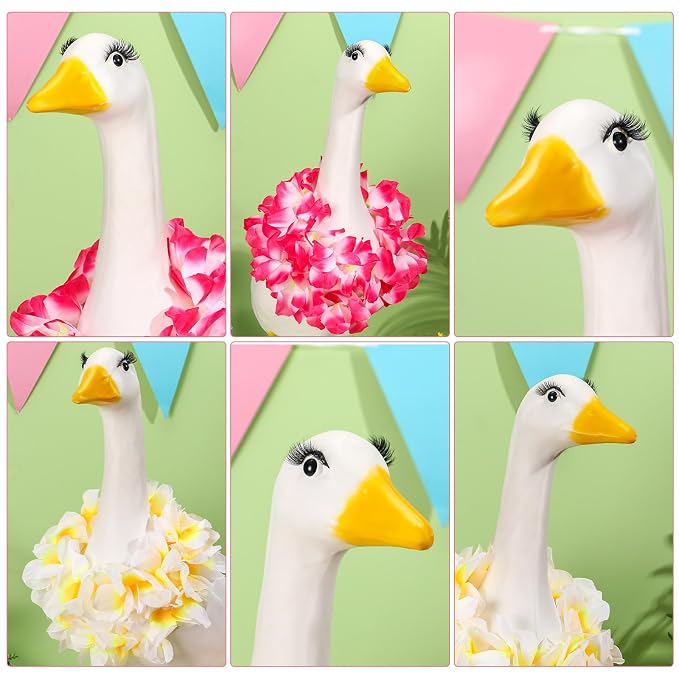 Geelin 7 Pcs Porch Goose Outfit Eyelash for 23/17'' Plastic Lawn Goose Statue Reusable Mink Fake Lashes End 3D Salon Eyelashes for Lawn Patio Art Decoration(Classic,Black)