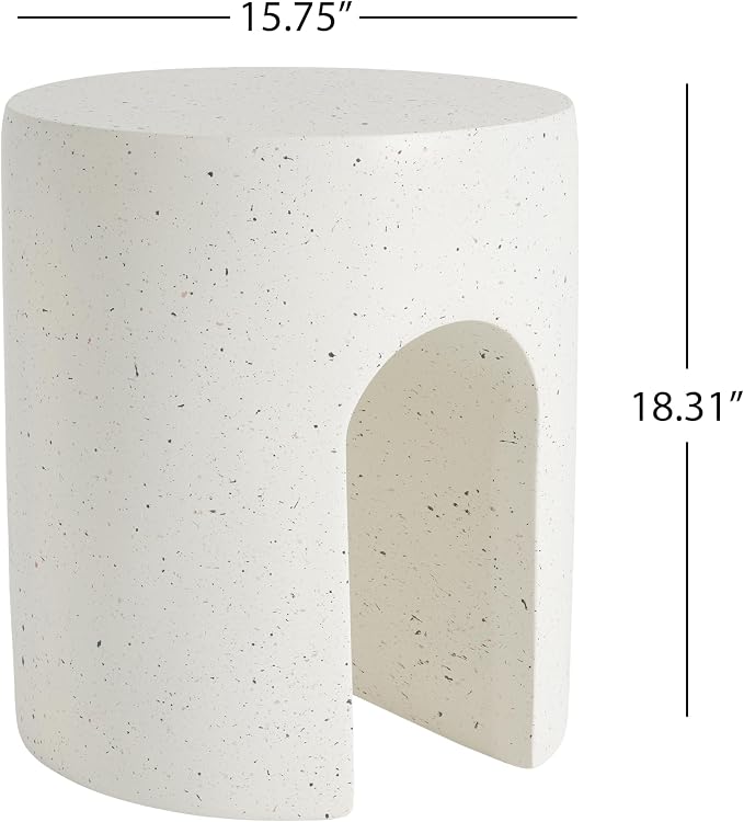 Christopher Knight Home Traver Lightweight Concrete Outdoor Coffee Table, Small Side Table for Patio Furniture Set, MGO Round End Table for Patio/Deck/Garden, No Assembly Required, White
