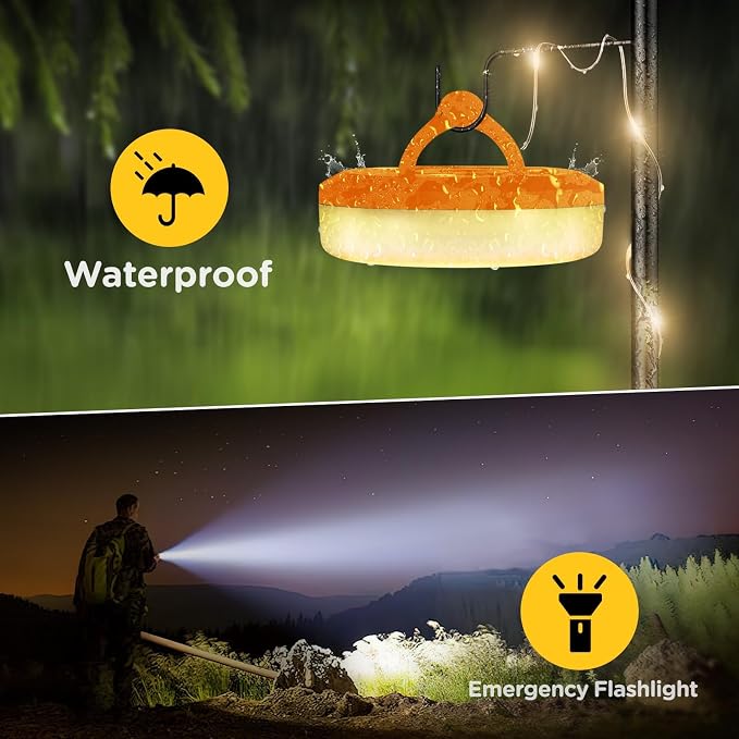2-Pack Camping String Lights 4 in 1, 32.8FT Quick Storage 8 Modes | Protable Rechargeable Fairy Tent Lights String , Waterproof Portable LED Lamp for Outdoor Indoor Patio Decor Essentials