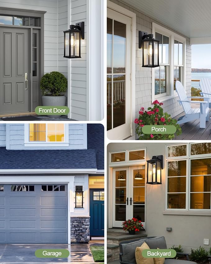LITFIT 13.5'' Dusk to Dawn Outdoor Lighting, Wall Lights with Photocell Sensor, Hardwired Outdoor Sconces Wall Mount, Outside Lights for House Exterior, Garage, Porch, 2-Pack, Bulbs Not Included