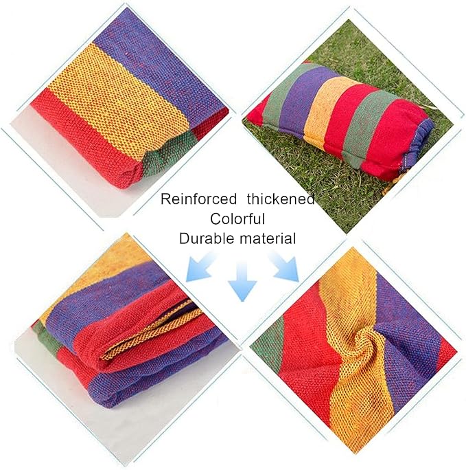Canvas Double Camping Hammock, Lightweight Travel Hammock, Soft Resting Bed, Quick Setup Hand Woven with Storage Bag for Garden Backpacking, 551 Lb Limit (Red)
