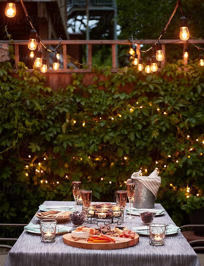 Svater Outdoor String Lights for Outside 200 FT Waterproof Commercial Grade | Patio Hanging Lighting with Plastic E26 S14 Dimmable Vintage Bulbs, Connectable for Bistro Cafe Market (50*4)