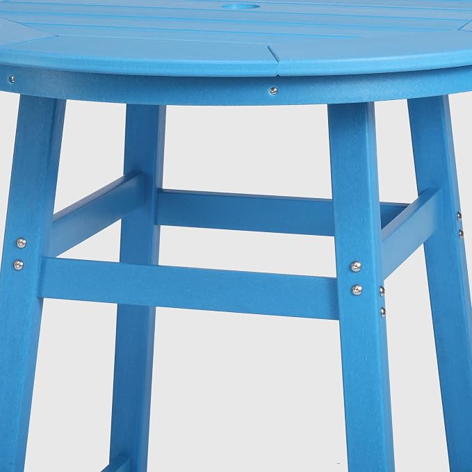 WestinTrends Malibu Outdoor 35" HDPE Round Patio Bar Height Table, Pacific Blue