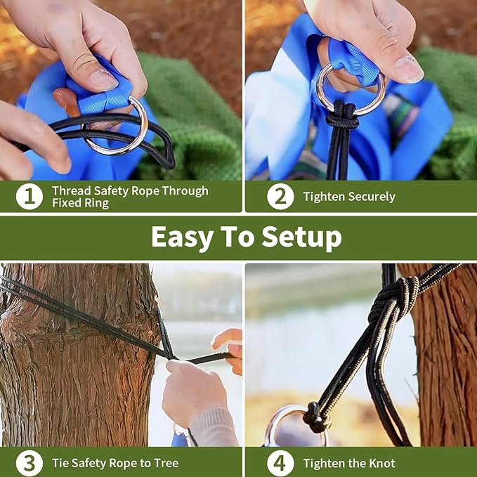 Hammock, Super Soft Breathable Nylon Mesh with Thick Rope, Heavy-Duty 200KG Capacity, Portable Outdoor & Indoor Camping Hammock, Includes Tree Straps, Carabiners & Bag(Army GreenX-Large)