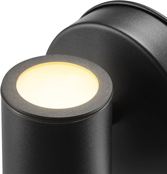 Globe Electric 60000127 16-Watt LED Integrated Outdoor Wall Sconce, Matte Black, Clear Outer Glass Shade, Frosted Inner Tube, Up/Down Light Direction, 700 Lumens, 3000 Kelvin, 90 CRI, Dimmable