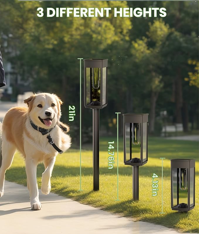 BITPOTT Bright Solar Lights Outdoor Waterproof IP65, 4 Pack Pathway Lights Solar Powerd, Auto On/Off Solar Outdoor Lights for Path, Yard, Landscape, Lawn, Patio, Walkway, Driveway, Garden Decor