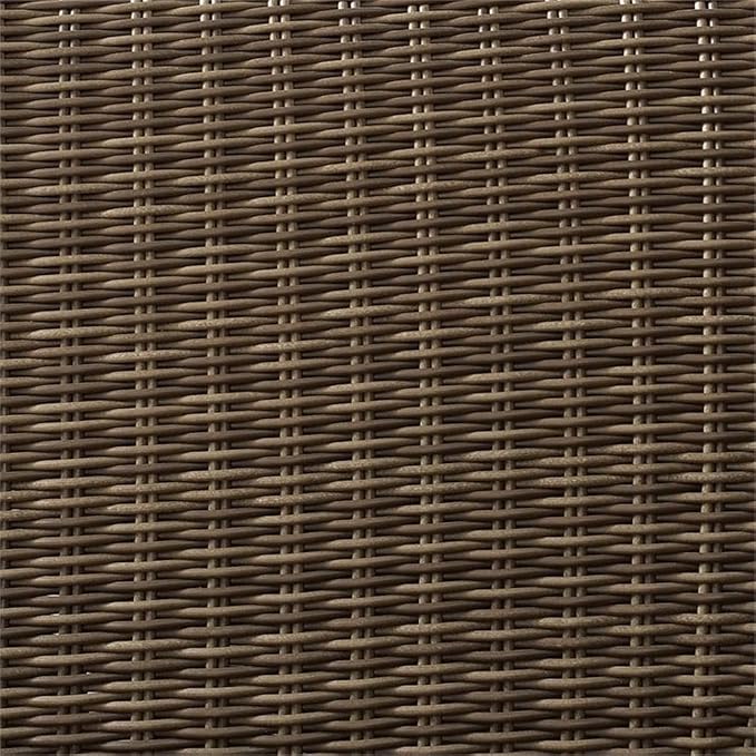 Pemberly Row 32" Square Patio Coffee Table, Glass Top, Brown Finish, PE Wicker and Steel Frame, Weather-Resistant Outdoor Table for Patio or Deck