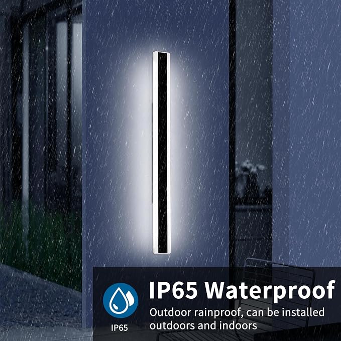 Long Outdoor Wall Light Fixture, 47.2inch Garage Modern Wall Sconce, 6000K Cold White, IP65 Waterproof, White Acrylic, 42W, Minimalist House Exterior Lighting for Patio, Porch, Garden, Fence