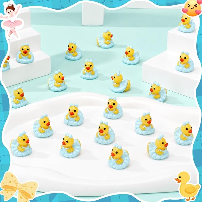 30 Pcs Ballet Ducks, Mini Ballet Resin Ducks Bulk, Fun Printed Toy Figures for Birthday Party Favors, Themed Decor, Kids Gift Collection (Blue Ballet Dancer)