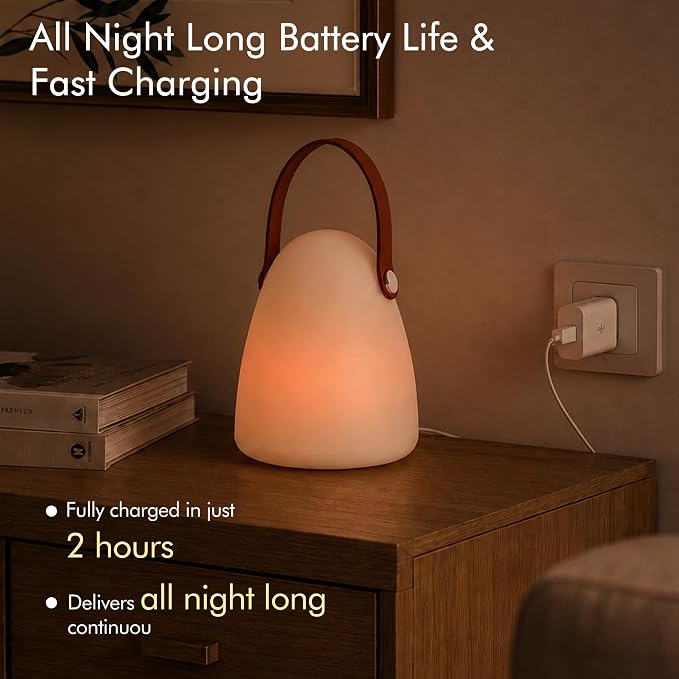 Set of 2 IP65 Waterproof Outdoor Rechargeable Table Lamps for Patio | RGBW Cordless Light, Cute Dimmable Ambient Portable Lantern for Garden, Camping, Balcony, Indoor Decor