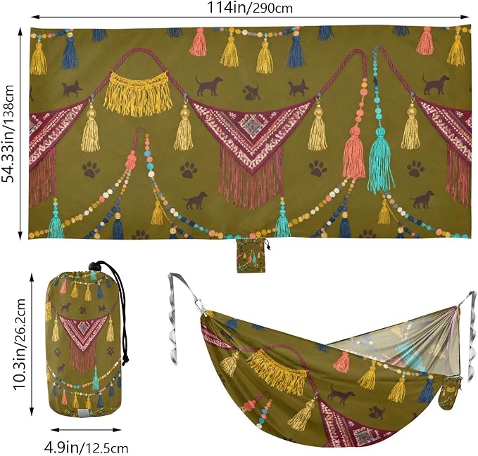 Tassel and Pet Camping Hammock Fabric for Outside Patio Garden