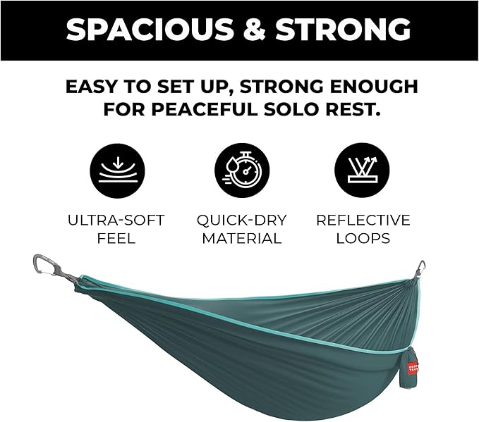 Grand Trunk TrunkTech Single Hammock, 11 ft, 500 lb, Lightweight, Red/Navy