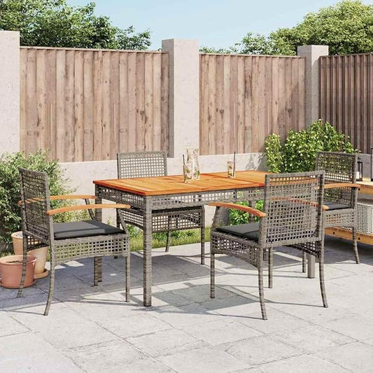 5 Pcs Set Patio Dining Set & Outdoor Patio Furniture Set Gray PE Rattan Balcony Furniture Garden Dining Set for Lawn Backyard Front Porch 55.1 x 31.5 x 29.5 in
