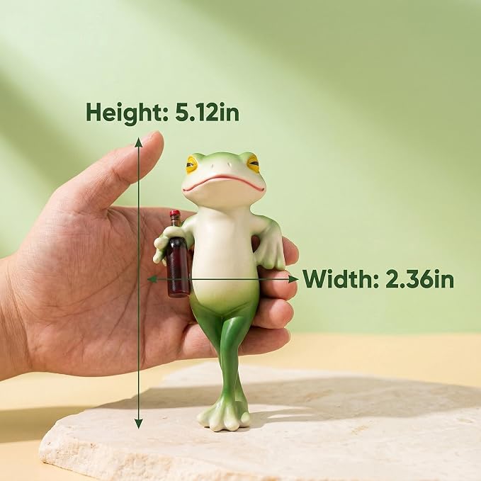Tipsy Frog Pot Hugger - Miniature Frog Figurines for Plant Pots, Resin Frog Garden Decor Outdoor Statue, Frog Planter Hugger Gift for Nature Lovers（Stand Up）
